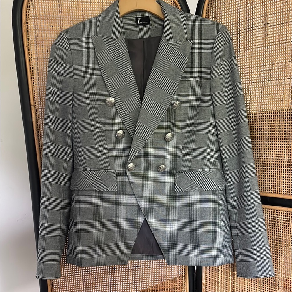 Love Token Gray Double-Breasted Blazer